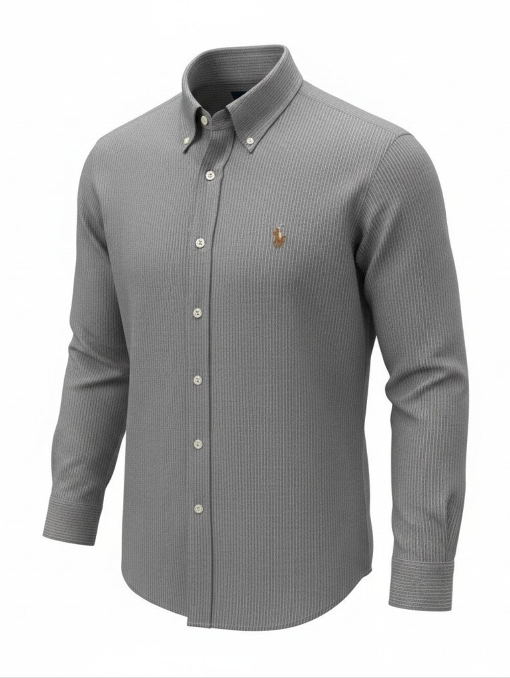 Ralph Lauren Men's Herringbone Button-Down Shirt in Heather Gray